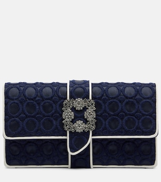 Verzierte Clutch Capri Mini aus Satin | Manolo Blahnik
