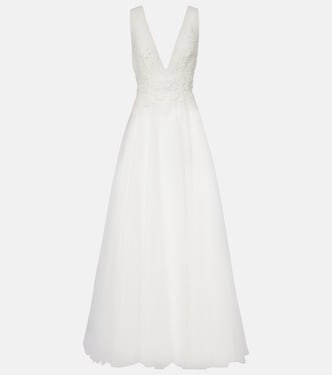 Graciella floral-appliqué tulle gown | Costarellos