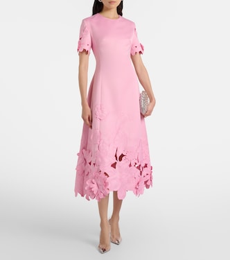 Floral-appliqué embroidered cocktail dress | Leo Lin
