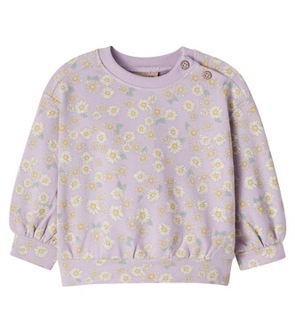 Baby floral cotton jersey sweatshirt | Wheat