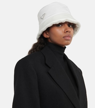 Re-Nylon shearling-trimmed bucket hat | Prada