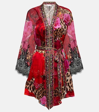 Printed lace-trimmed silk cardigan | Camilla