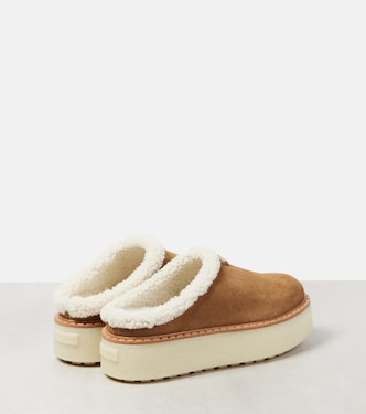 Evolve shearling-lined suede platform mules | Prada