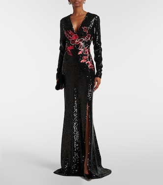 Abito lungo con paillettes e cut-out | Elie Saab