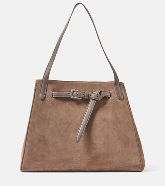 Medium suede shoulder bag | Brunello Cucinelli