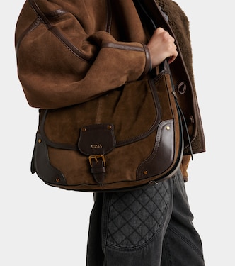 Sierra leather-trimmed suede shoulder bag | Isabel Marant