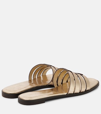 Ines metallic leather slides | Tory Burch