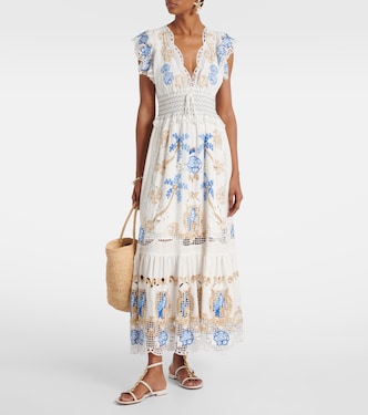 Besticktes Maxikleid aus einem Leinengemisch | Farm Rio