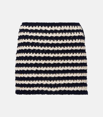 Minifalda de croché de algodón a rayas | Prada