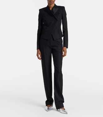 Double-breasted wool-blend blazer  | McQueen