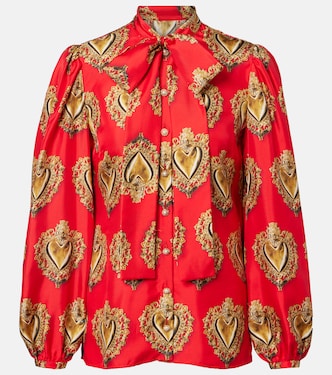 Blusa de seda estampada con lazada | Dolce&Gabbana
