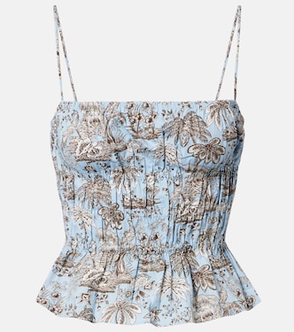 Floral ruched cotton top | Staud