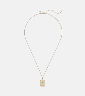 Eye Tarot Card 14kt gold pendant necklace with turquoise and diamonds | Sydney Evan