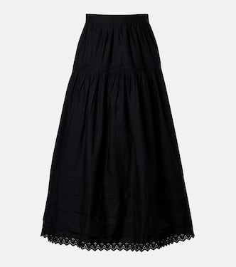Sebastiane cotton poplin midi skirt | Dôen