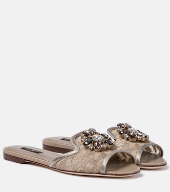 Bianca embellished lace slides | Dolce&Gabbana