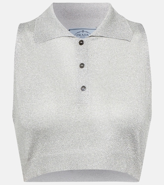 Metallic knit crop top | Prada