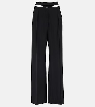 Pantalon ample à taille haute en laine mélangée | Mugler