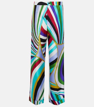 Iride high-rise silk straight pants | Pucci