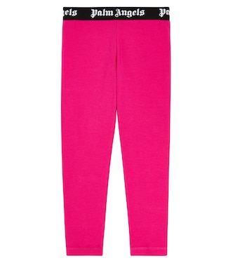 Logo cotton-blend jersey leggings | Palm Angels Kids