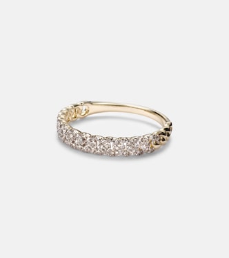 Five 10kt yellow gold chain ring with diamonds | Stone and Strand