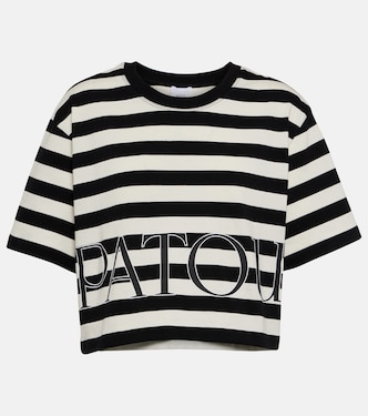 Striped cropped cotton jersey T-shirt  | Patou