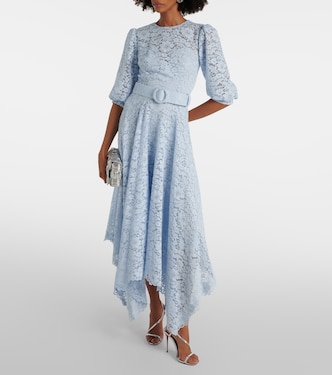 Vestido midi asimétrico de encaje floral | Costarellos