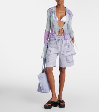 Trompe l'œil linen and cotton Bermuda shorts | Acne Studios