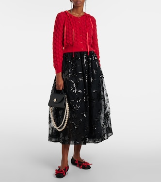 Bow-detail open-knit wool-blend cardigan | Simone Rocha