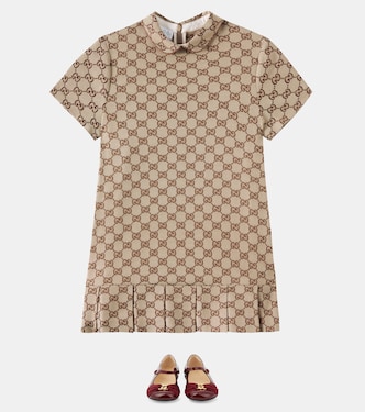 Abito a pieghe in canvas GG | Gucci Kids