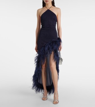 Abito lungo Lumière Plumage con piume | Oséree