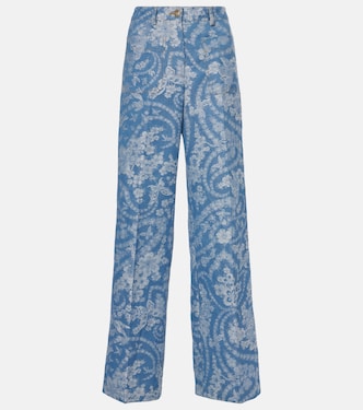 Printed cotton and linen wide-leg pants | Etro