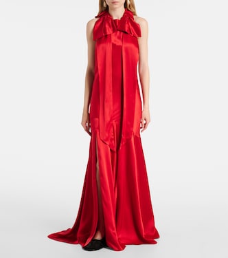 Bow-detail open-back silk satin gown | Simone Rocha