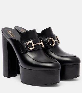 Horsebit 1955 leather platform mules | Gucci