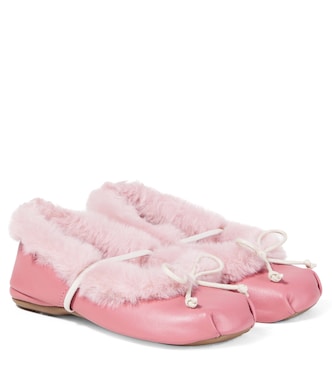 Shearling-trimmed leather ballet flats | PèPè