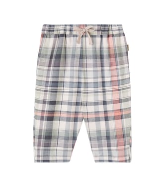 Baby Arne checked cotton chambray pants | Wheat
