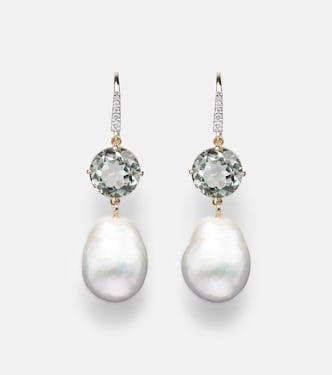 Pendientes de oro de 14 ct con amatistas, perlas y diamantes | Mateo