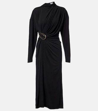 Gathered crêpe jersey midi dress | Bottega Veneta