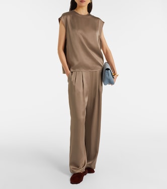 Isola silk twill wide-leg pants | Asceno