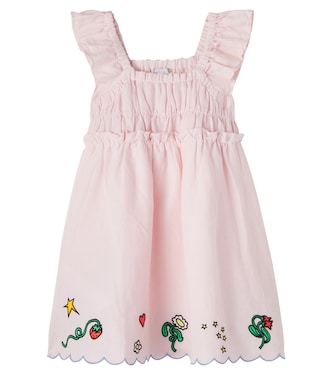 Embroidered scalloped linen and cotton dress | Stella McCartney Kids