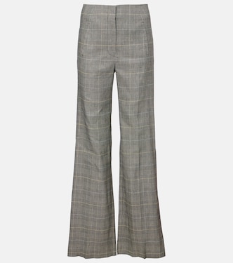 Jude checked linen-blend wide-leg pants | Veronica Beard