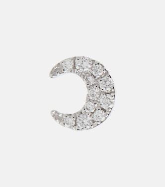 Boucle d'oreille unique Diamond Moon Small en or blanc 18 ct et diamants | Maria Tash