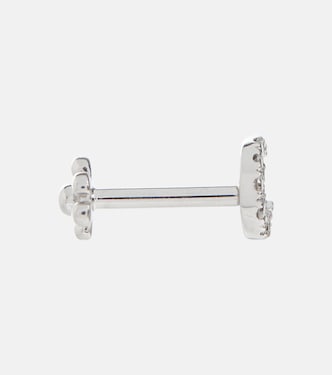 Diamond Moon Small 18kt white gold single earrings with white diamonds | Maria Tash