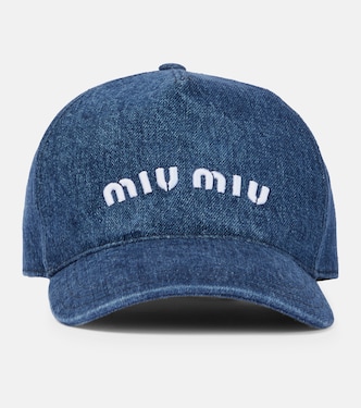 Cappello da baseball in denim con logo | Miu Miu