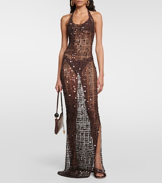 Abito lungo con paillettes e cut-out | Aya Muse