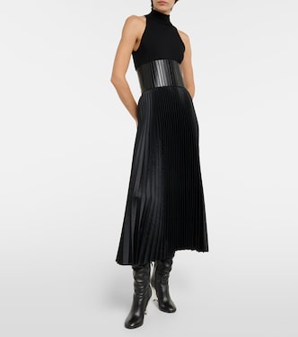 Falda midi de satén plisadan efecto cocodrilo | Alaïa
