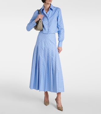 Falda midi plisada de algodón con GG Supreme | Gucci