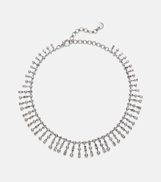 Triple Mixed Diamond 18kt white gold choker with diamonds  | Shay Jewelry