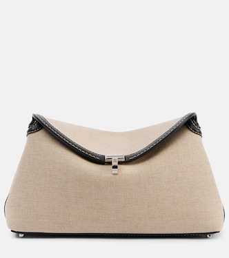 Clutch T-Lock aus Canvas mit Leder | Toteme