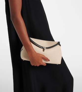 Clutch T-Lock in canvas con pelle | Toteme