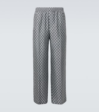 GG silk twill wide-leg pants | Gucci